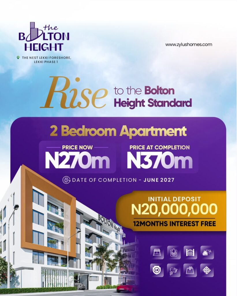 Bolton Height 2-bedroom apartment pricing and payment plan, Lekki Phase 1